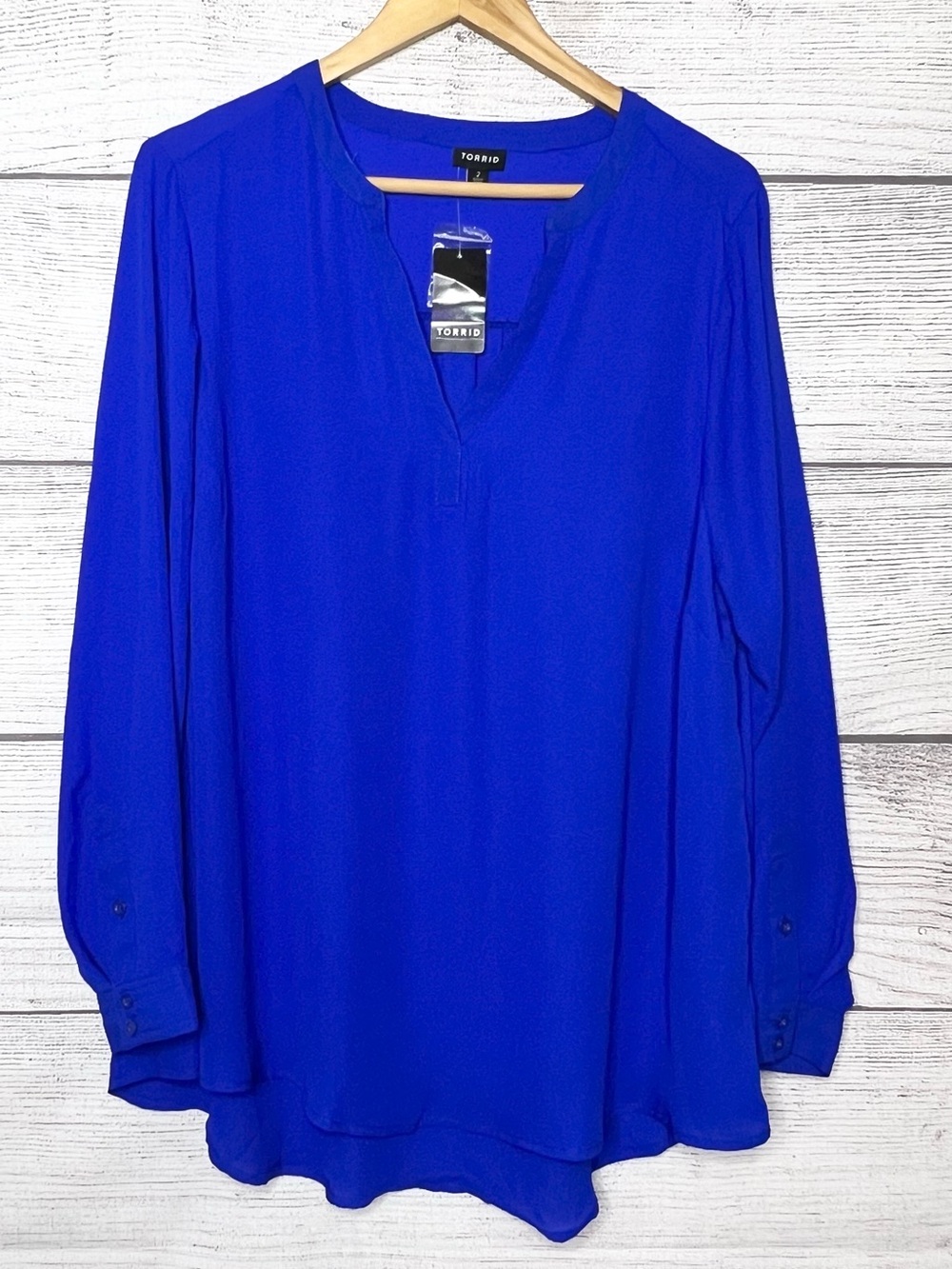 NWT Torrid Royal Blue Georgette V-Neck Long Sleeve Blouse Top Size 2X